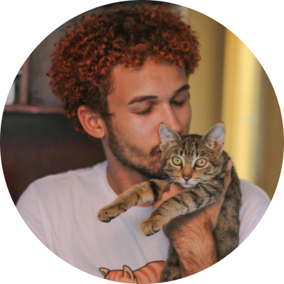 Care for Pets - Man and cat